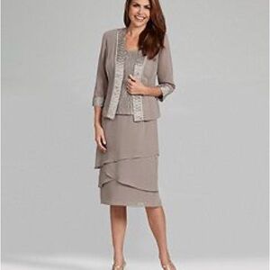 Maya Brooke dress Jacket sz 14 Elegant Sequin Embroidered Dress embroidered